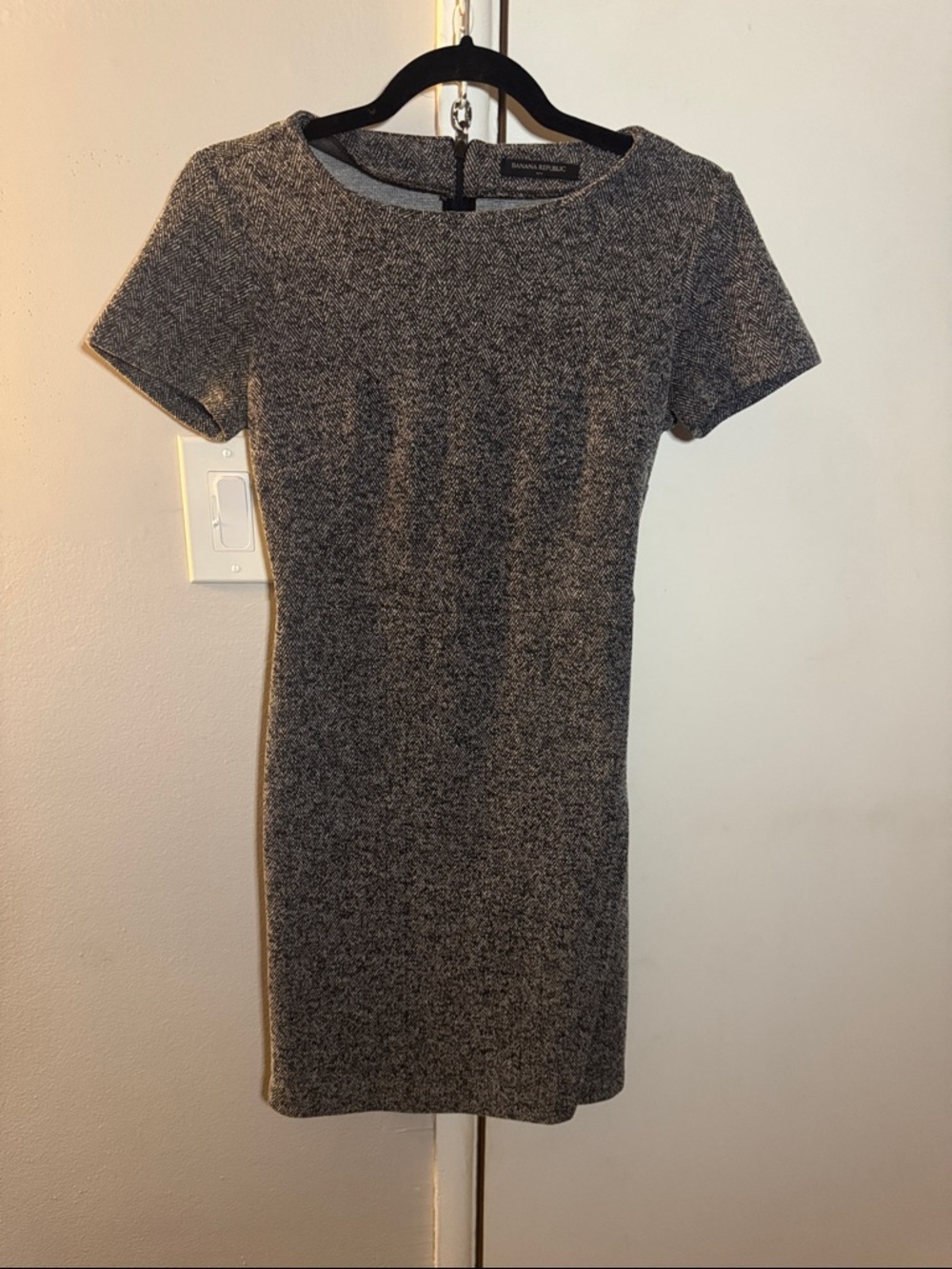 Banana Republic Gray Heathered Short-Sleeve Dress